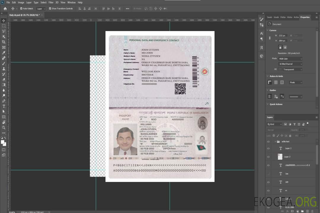 Passeport électronique du Bangladesh (2020-présent) version 2 template